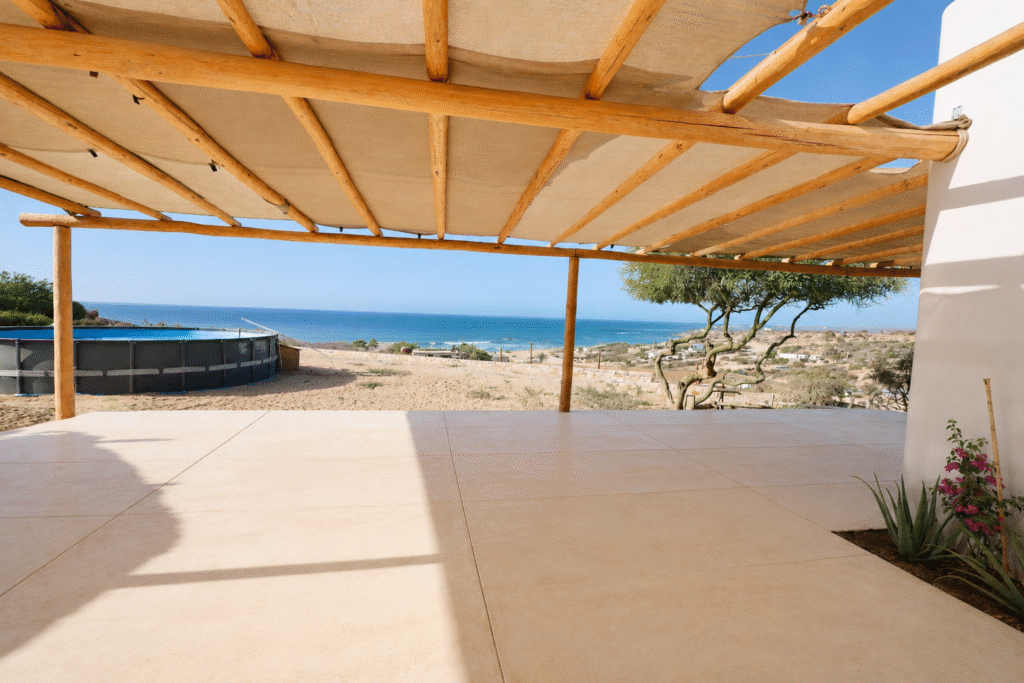 Covered ocean view terrace at The Villa